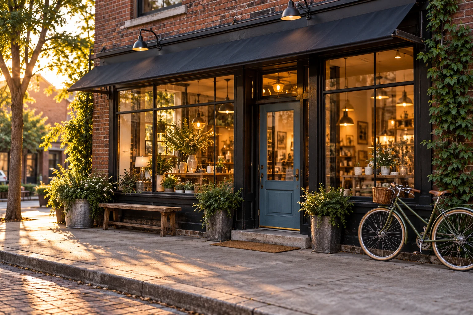Welcoming American neighborhood storefront