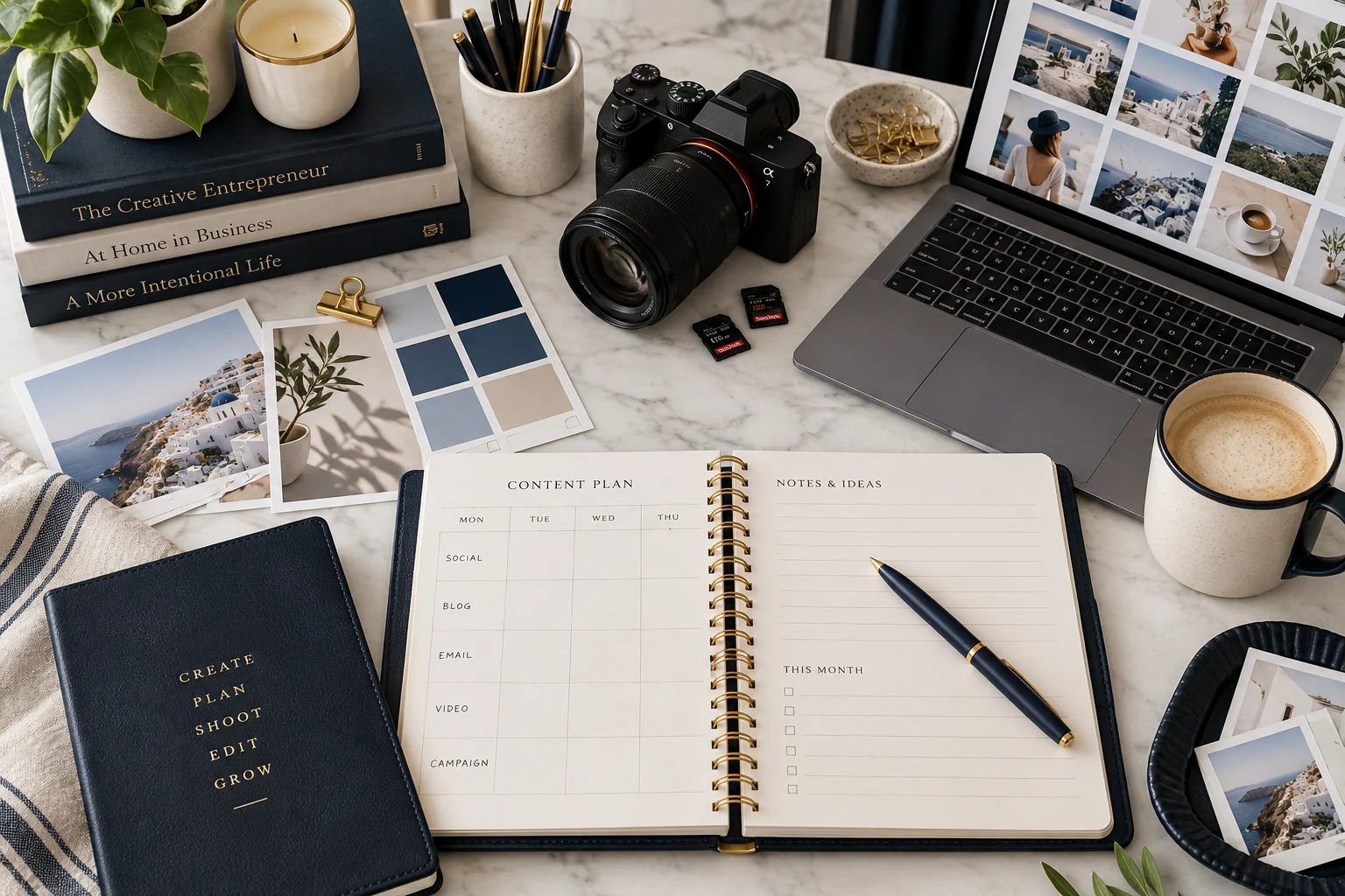 Camera and editorial content planning materials